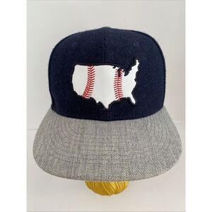 Baseballism Hat size 7 1/2‎ Wool Fitted United States Leather Ball Stitch Logo
